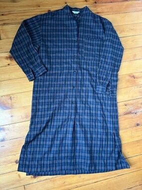 Toast collarless wool Blue plaid long sleeve dress 6